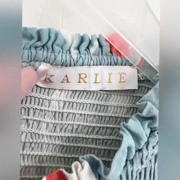 KARLIE BLUE FLORAL RUFFLE TIER DRESS - Picture 2 of 3